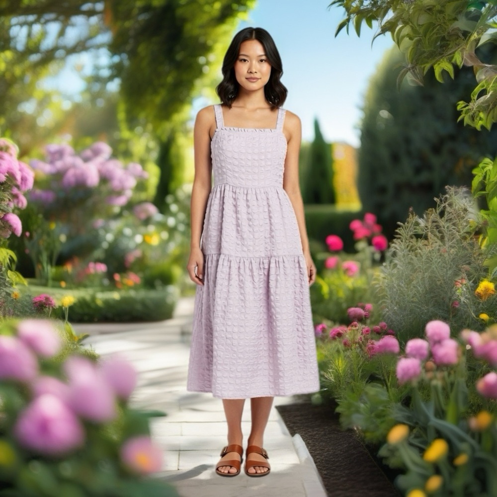 Just Me Textured Lilac Midi Dress